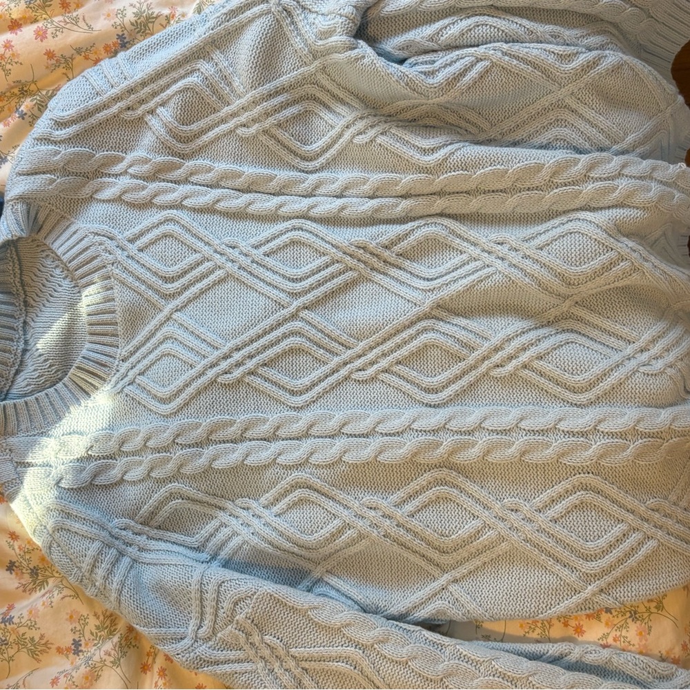 Light Blue Cable Knit Sweater